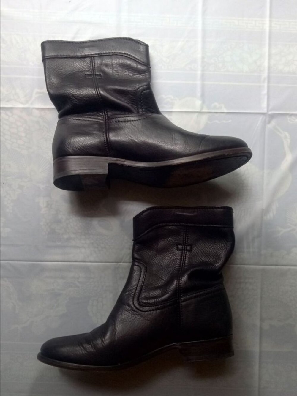 FRYE Cara Roper Short Black Leather Ankle Boots 8.5
